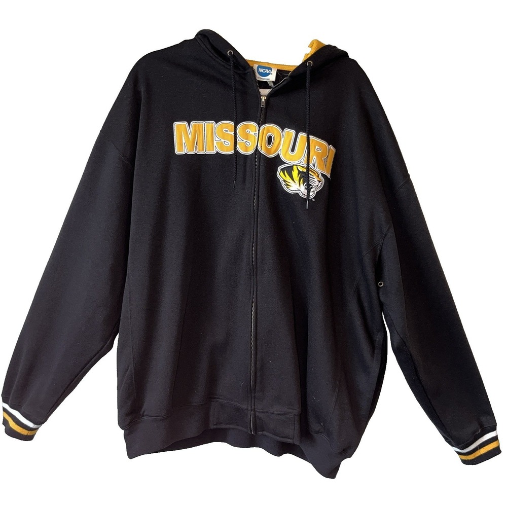 Missouri Tigers Jacket Mens XL Black Full Zip Hoodie Sweatshirt NCAA College